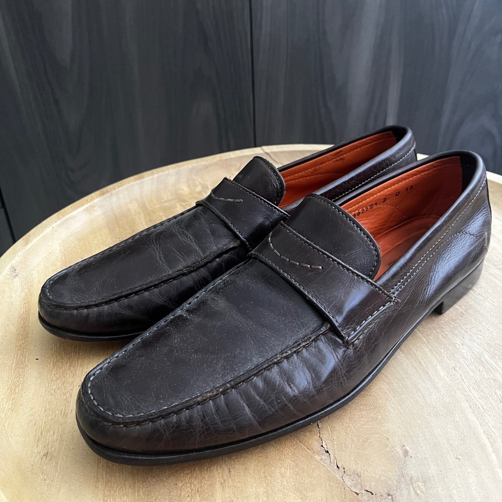 Santoni Loafers, Size 12, Brown